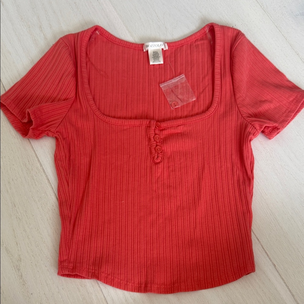 Bozzolo Coral Ribbed Top